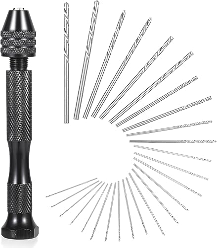 26 PCS Micro Drill Bit Set, Pin Vise Hand Drill Manual Jewelry w/Micro Drill Bits (0.5mm-2.5mm), Rotary Craft Drill for Jewelry Making, Resin, Wood, Plastic, Miniature, Beads, Clay 26 PCS Micro Drill Bit Set, Pin Vise Hand Drill Manual Jewelry w/Micro Drill Bits (0.5mm-2.5mm), Rotary Craft Drill for Jewelry Making, Resin, Wood, Plastic, Miniature, Beads, Clay