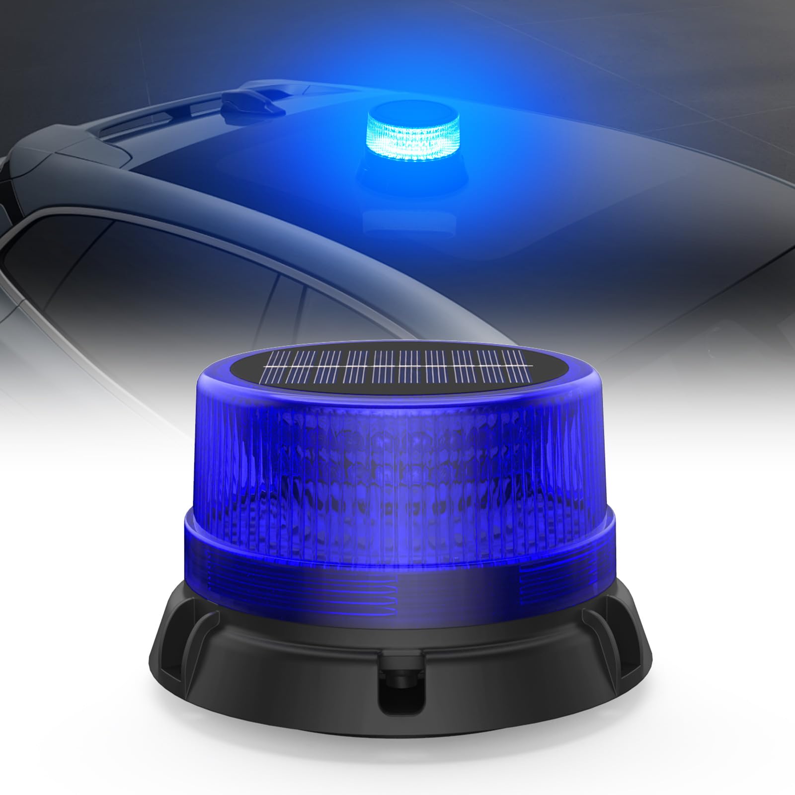 Energia słoneczna Magnetyczna lampa błyskowa LED Niebieska bateria z kablem USB 1,4 metra, akumulatorowa lampka ostrzegawcza LED do wózka widłowego, ciągnika, przyczepy śnieżnej