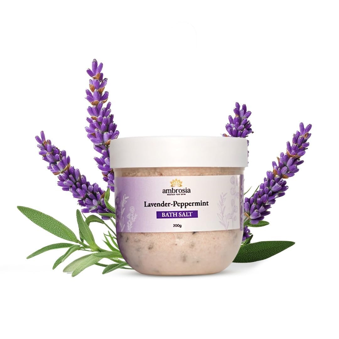 Lavender Peppermint Bath Salt for Body & Foot with Pure Natural Epsom Salt & Lavender Essential Oil | Relaxing Aromatherapy for Stress & Muscle Pain Relief | Handmade Spa Bath Soak for Self Care & Corporate Gifting | 200g-image-2