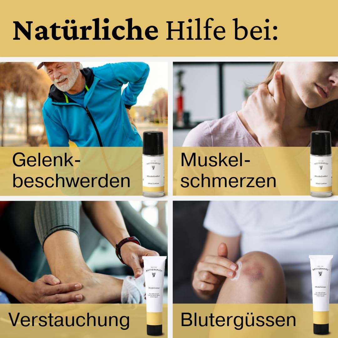 Retterspitz Muskelcreme 100gr & Muskelroller 50ml Bundle – Natürlich gegen Muskelschmerzen, Sehnen- und Gelenkbeschwerden – Perfekt für Zuhause und Unterwegs
