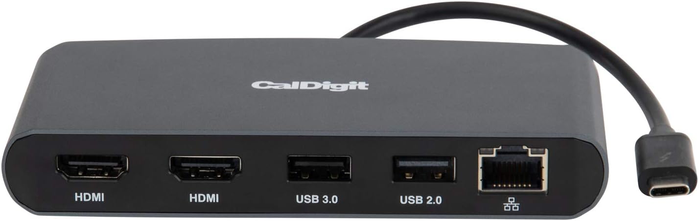 CalDigit Thunderbolt 3 Mini Dock - Bus Powered, Non Charging, 40Gbs, Dual 4K Display, USB 3.0 & 2.0 and Gigabit Ethernet LAN for Mac and PC, Thunderbolt 4 Compatible (Dual HDMI 2.0, Black)