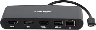 CalDigit Thunderbolt 3 Mini Dock - Bus Powered, Non Charging, 40Gbs, Dual 4K Display, USB 3.0 & 2.0 and Gigabit Ethernet LAN for Mac and PC, Thunderbolt 4 Compatible (Dual HDMI 2.0, Black)