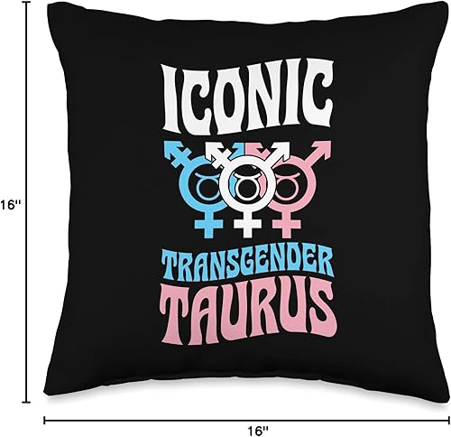 Miniatura 4 de Transgender Pride Accessories and Trans Essentials Almohada icónica de Tauro con signo del horóscopo del zodiaco transgénero, 16 x 16 pulgadas,