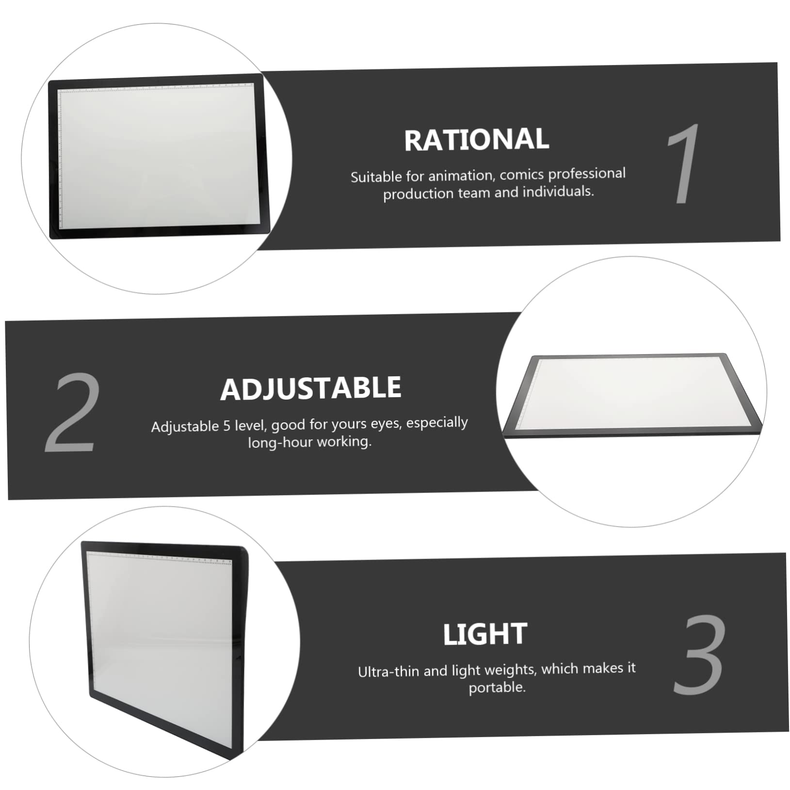 Table Lumineuse de Traçage A4 Noire, Planche à Dessin Rechargeable