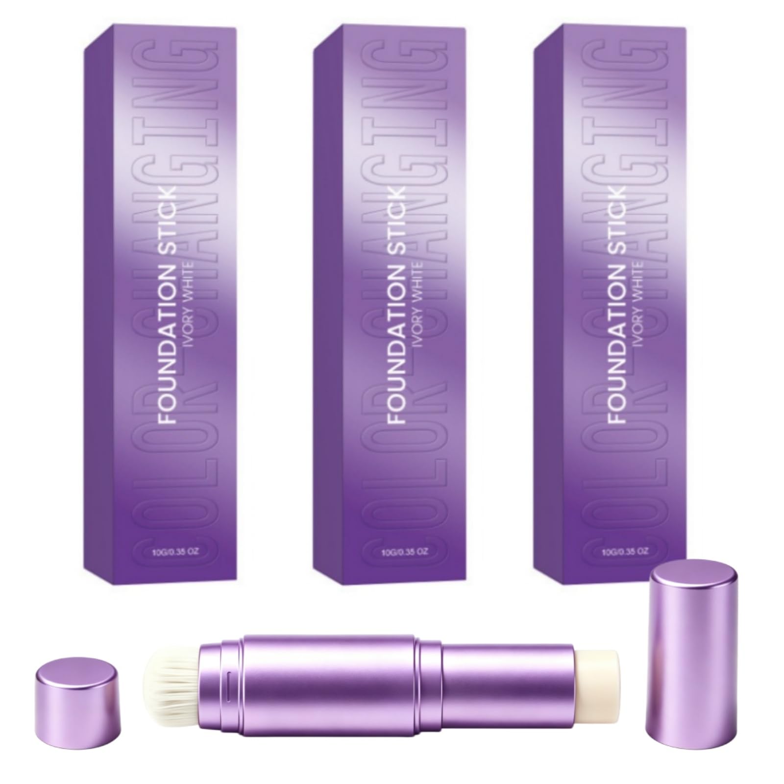 Fondotinta Stick Stick Correttore Crema 2 in 1 con Pennello | fondotinta coreano intelligente per pelle matura, copertura naturale
