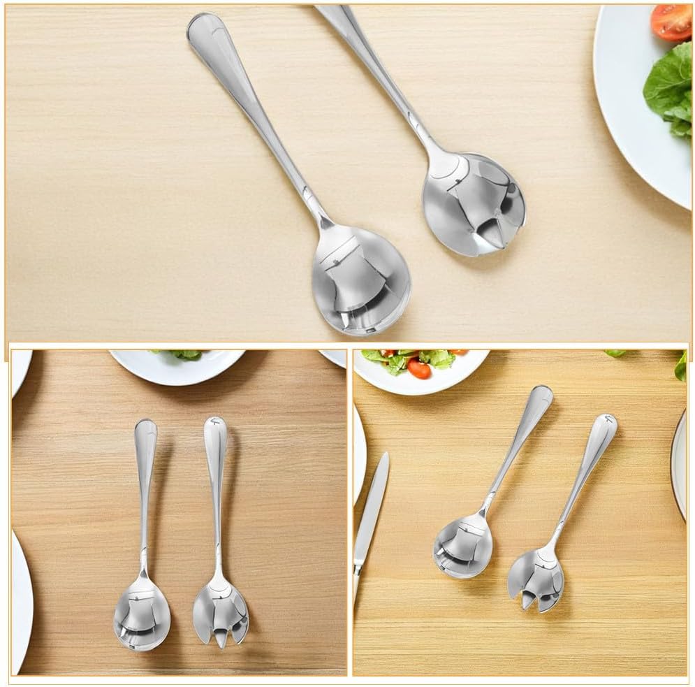 Ciieeo 8pcs Salad Utensils: Stainless Steel Salad Forks Buffet Spoons For Food Cooking Catering Kitchen Banquet Restaurant Home Silver