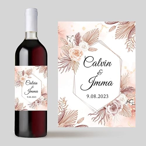 Miniatura 8 de 20 etiquetas personalizadas para vino de boda, calcomanías personalizadas para boda, añade tu imagen, etiquetas para botellas de regalo (6.3 x 5.0