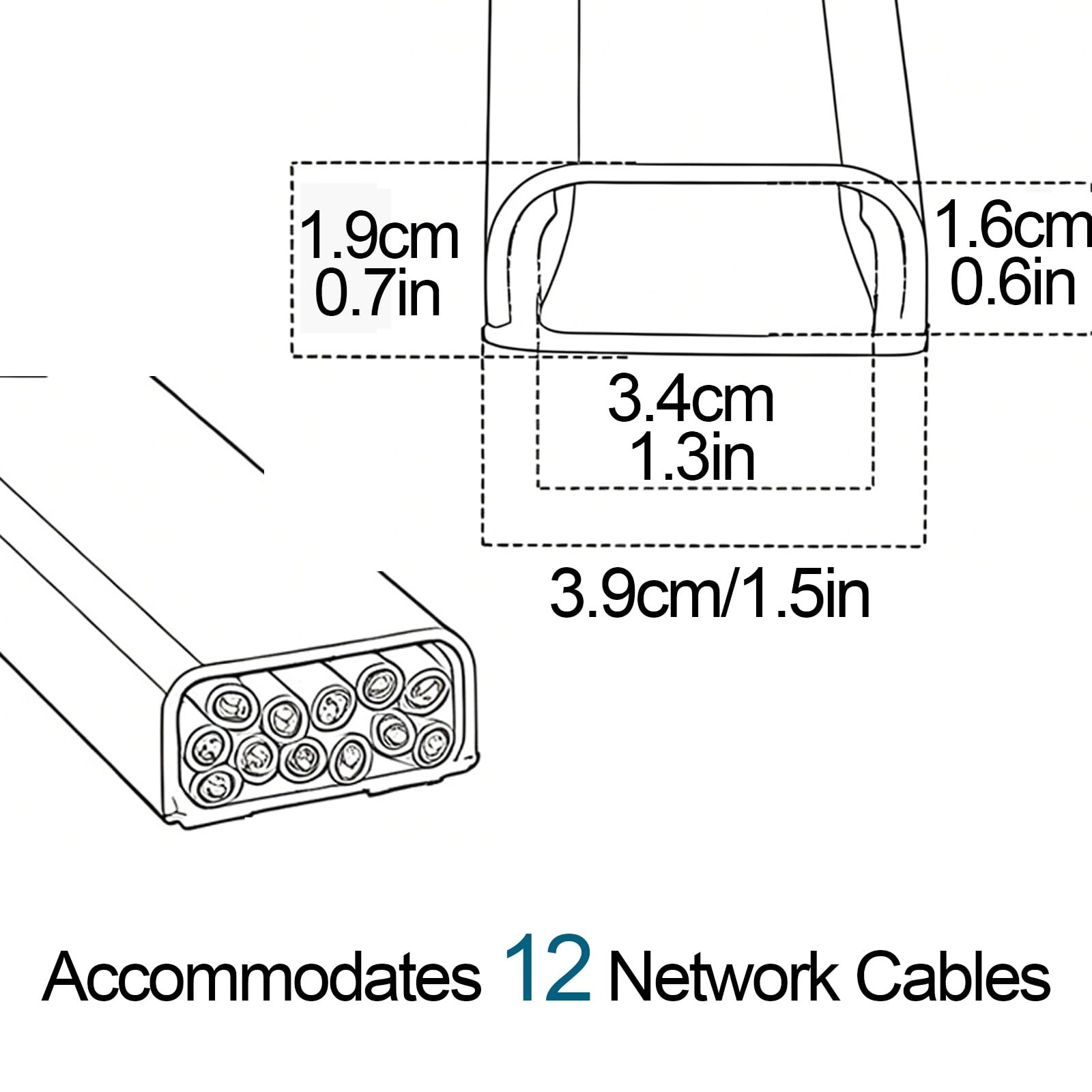 Canalina Passacavi Muro in PVC da 100cm Canalina Autoadesiva per Cable Management Ideale per Casa, Ufficio o Ambienti Esterni(White,3.9/1.5in)
