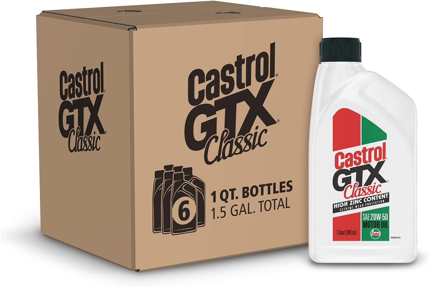 GTX Classic 20W-50 Conventional Motor Oil, 1 Quart, Pack of 6