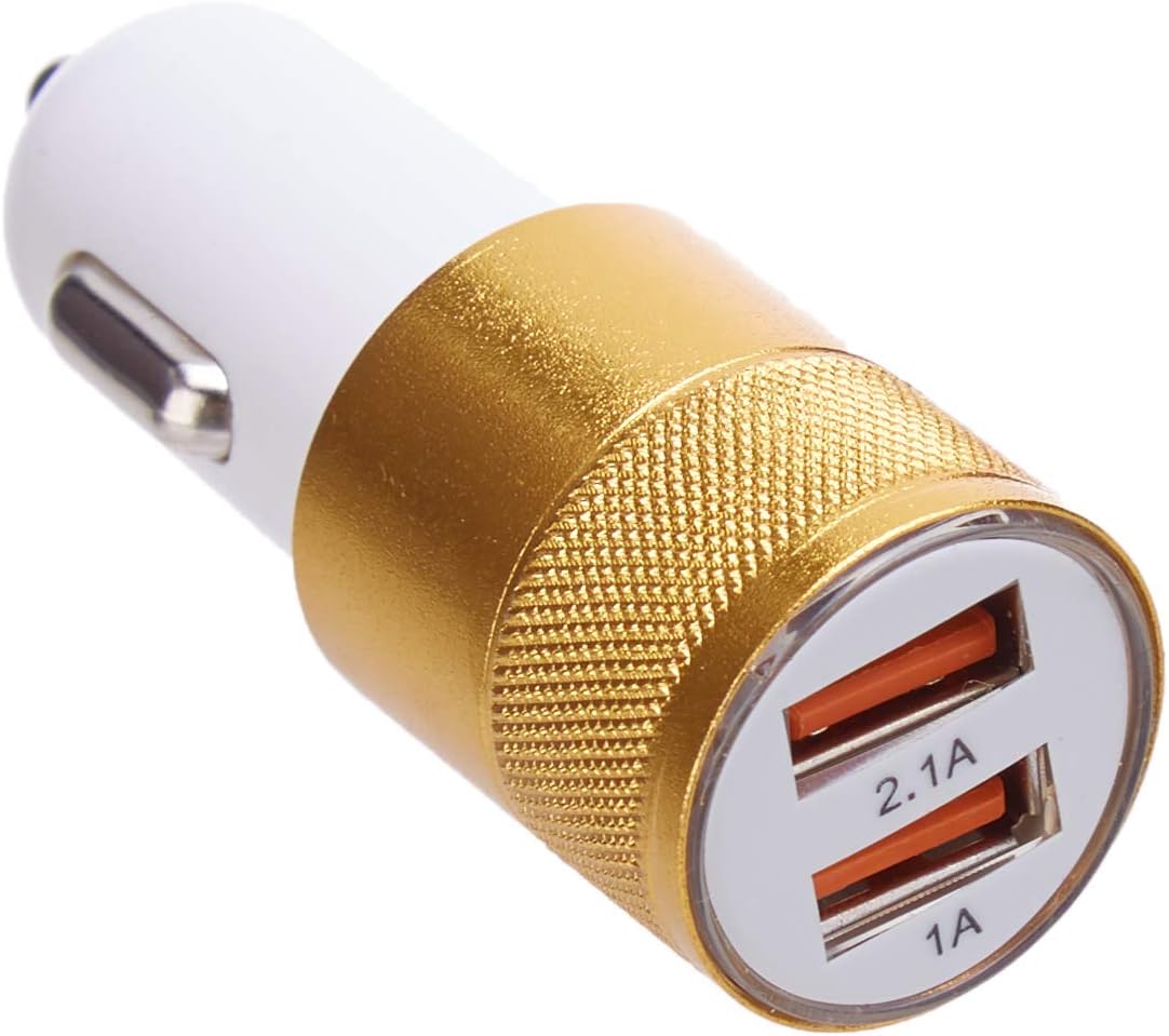 Adapter USB do zapalniczki samochodowej do Alcatel 3 2019 Dual 2 porty, ładowarka samochodowa, kolor złoty