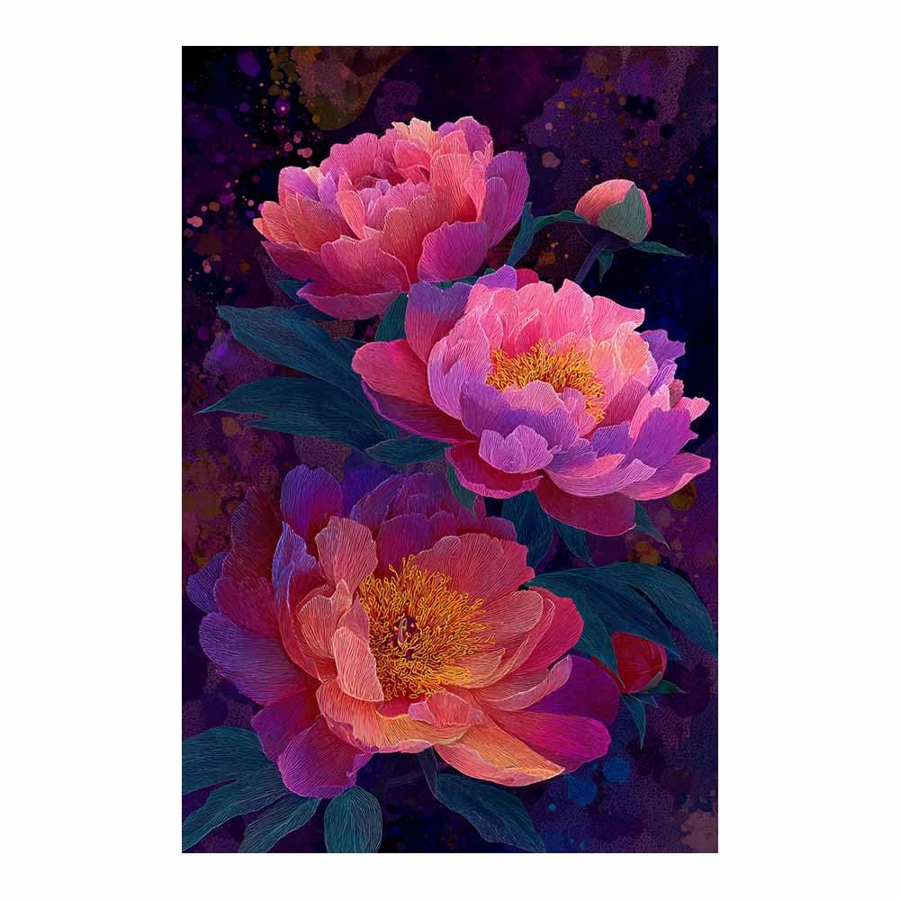 Hoqiu Multicolor Plant Poster Pink Peony Artwork Modern Canvas Wall Art, Decorative Paintings, Canvas Painting Wall Art For Home Decor.(Multicolor)-70X100cm Unframed