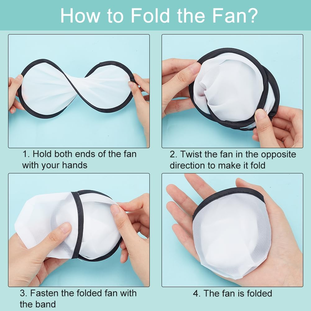 BENECREAT Foldable Flying Disc Fans Sublimation Fans Polyester Folding Fan Set for Outdoor Activity