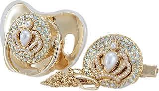 3D Bling Diamond Crown Pacifier and Clip Set Luxurious Dummy Ideal Gift for Baby Show New Born