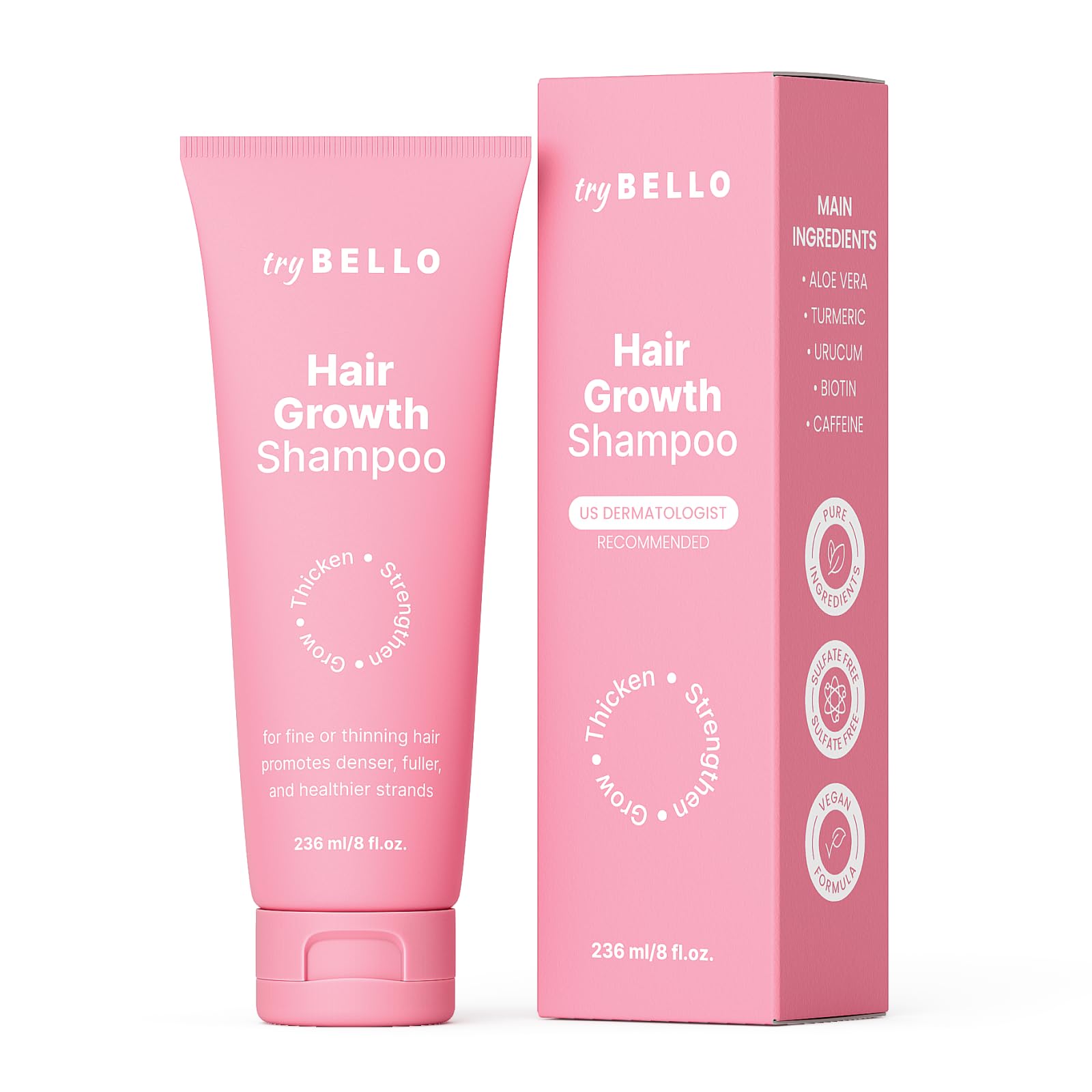 Hair Growth Shampoo | Natural Hair Thickening & Scalp Detox | Aloe Vera, Turmeric, and Urucum Extract | Sulfate-Free, Vegan, Anti-Hair Fall Formula | For Any Hair Type