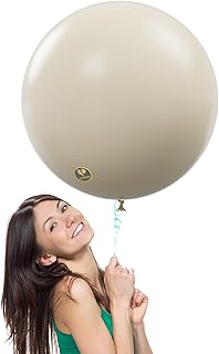 AFTERLOON® Biodegradable Balloons 12 pcs 18 Inch Orb Perfect Round Extra Large Sand White, Thickened Strong Natural Latex Jumbo Big Helium Float, Baby Shower Gender Reveal Birthday Party Decorations