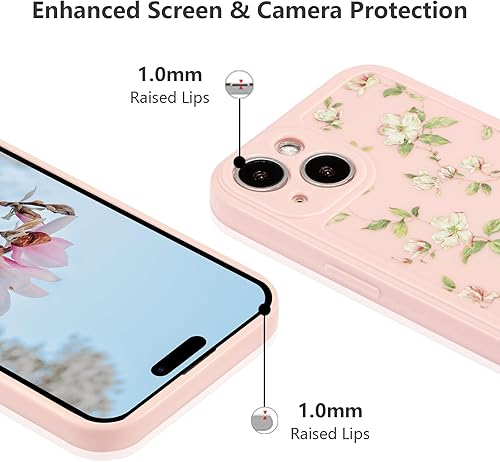 Miniatura 3 de ZTOFERA Funda de silicona compatible con iPhone 14 Plus para niñas y mujeres, diseño de flores florales, delgada, a prueba de golpes, funda