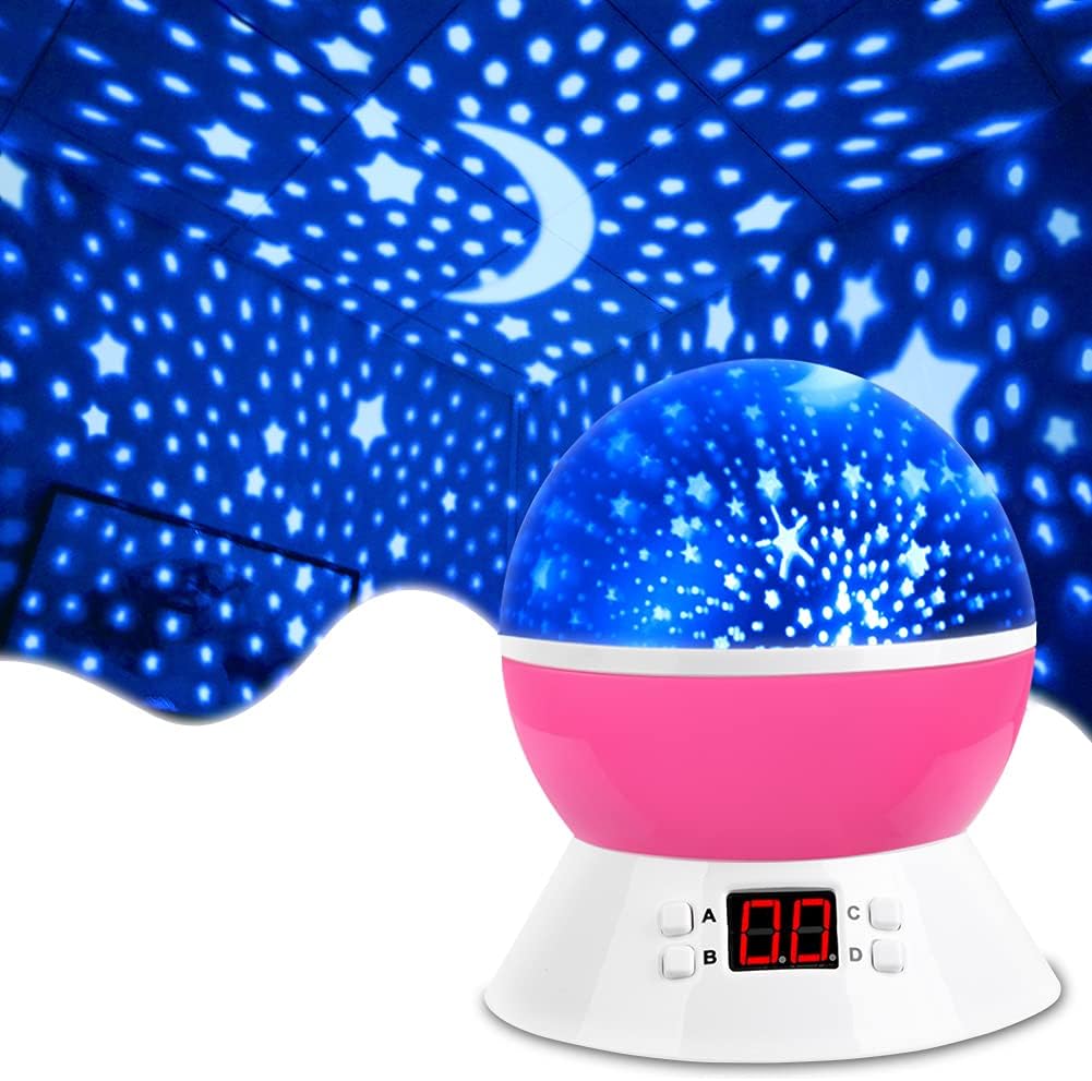 MOKOQI Snowflake Projector Night Light Indoor, Snowflake Nightlight with Timer, Star Lights Projector for Ceiling Kids Room Decor Gifts for 3-8 Year Old Girls Christmas Birthday Gift for Toddler
