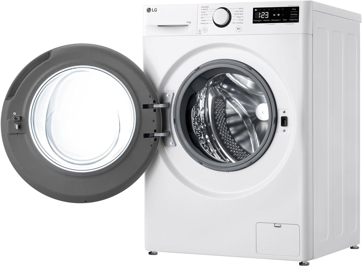 LG AI DD F4R3013NSWB Lavatrice a Carica Frontale 13kg Serie R3, Classe A-20%, 1400 giri, AIWash, Lavaggio a vapore, Motore Direct Drive, Cestello a bolle, Smart Diagnosis, Libera installazione, Bianca