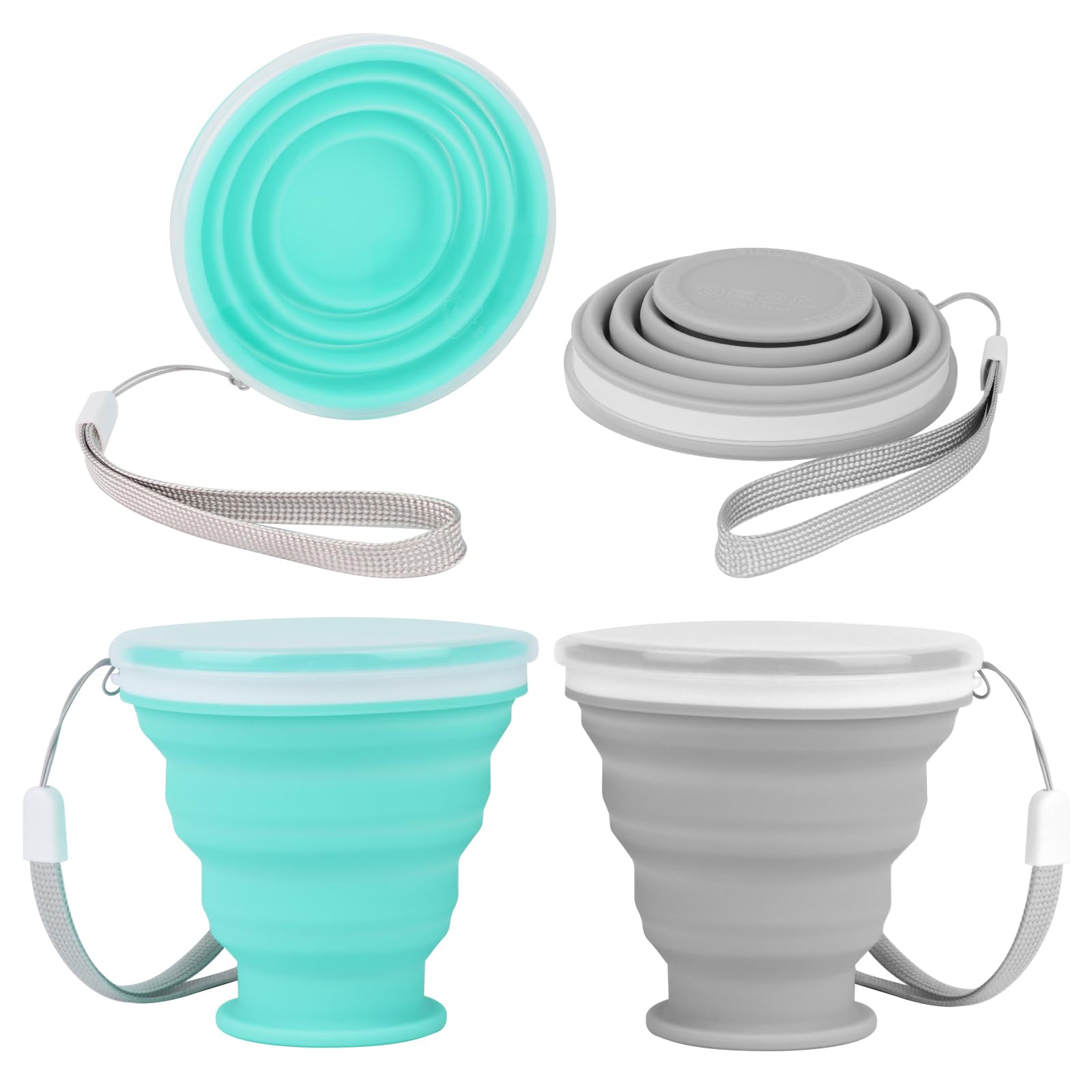 2 Pezzi Bicchiere Pieghevole Portatile da Viaggio - Richiudibile 200ml per Campeggio, Picnic, Escursionismo, Viaggi e Uso Domestico