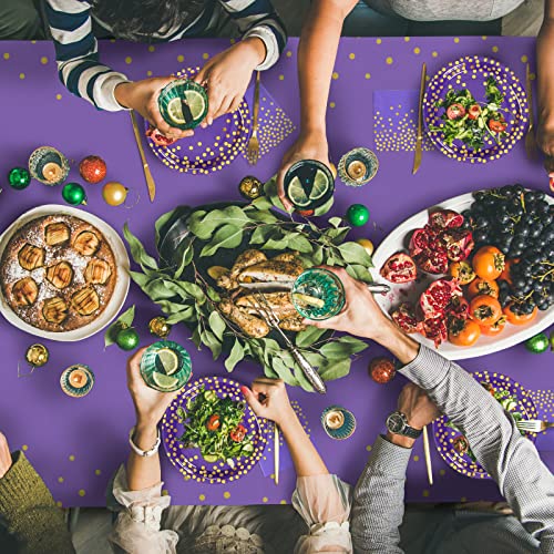 Cenlbj Purple And Gold Party Supplies,Disposable Paper Plates,Purple Golden Dot Paper Plates,Napkins,Metallic Gold Balloons For Mardi Gras,Birthday,Graduation Decor,Cocktail Party Serve 25 #TOP5