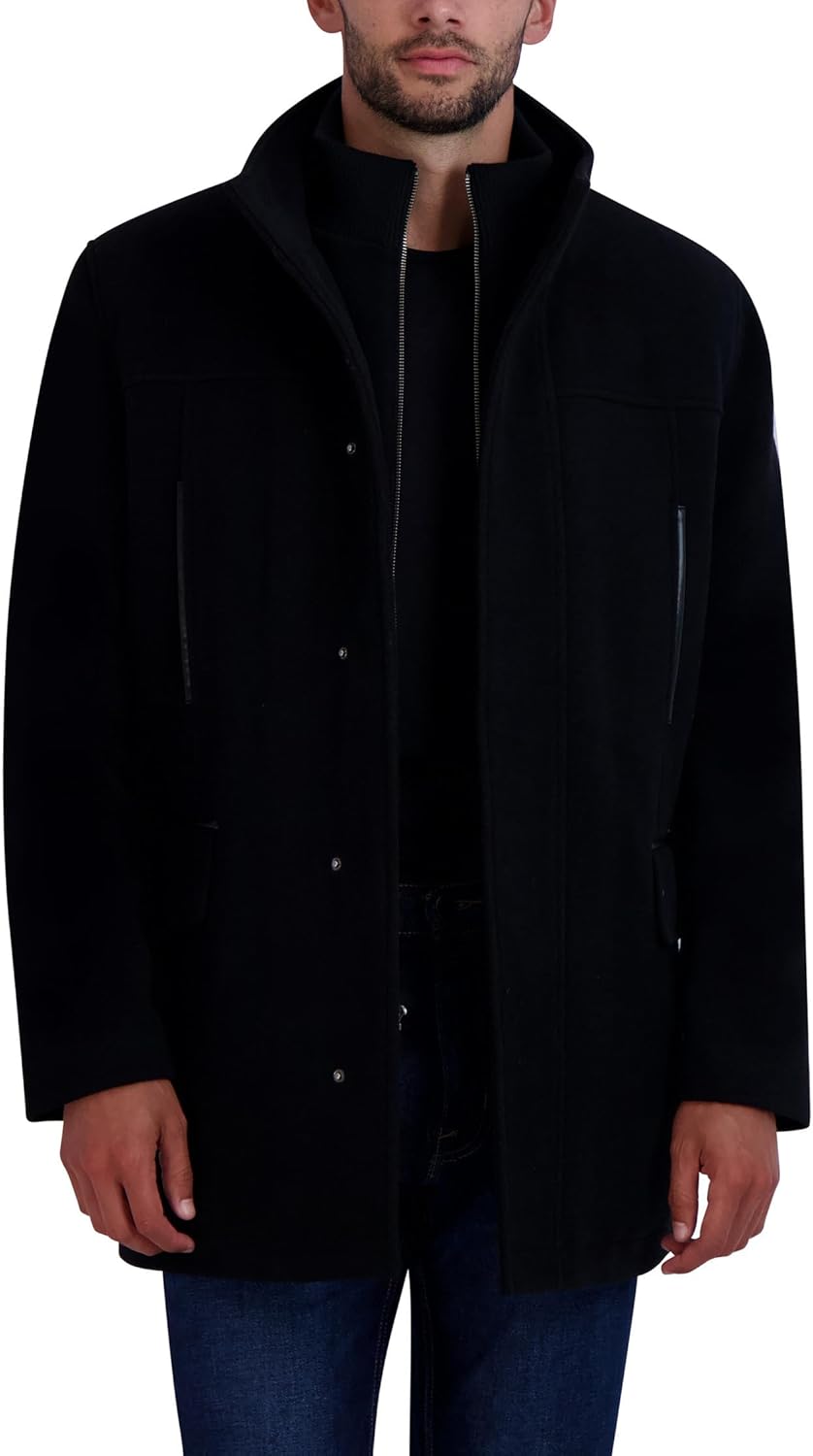Cole Haan mens Full Zip Wool Plush Car Coat