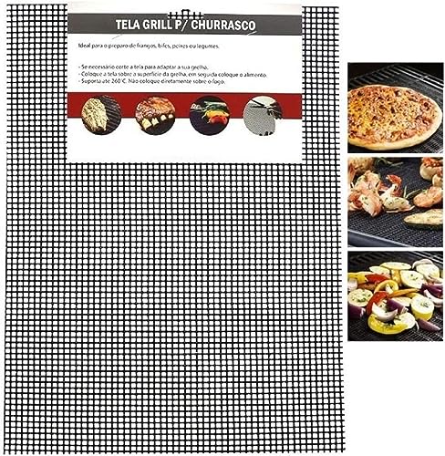 Kit 2 Tela Tapete Grill Para churrasco Manta flexivel antiaderente Teflon 40x30