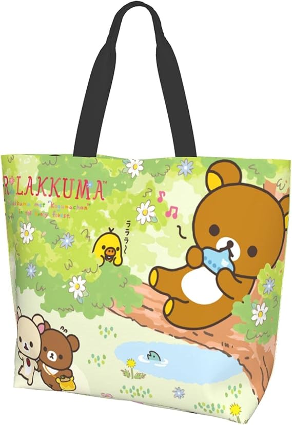 Amazon リラックマ Rilakkuma エコバッグ ショルダーバッグ オシャレ 多機能 かわいい 防水 手提げ袋 収納バッグ レディース 帆布 トートバッグ 人気 アニメ キャラクター 買い物袋 軽量 携帯便利 N A シューズ バッグ