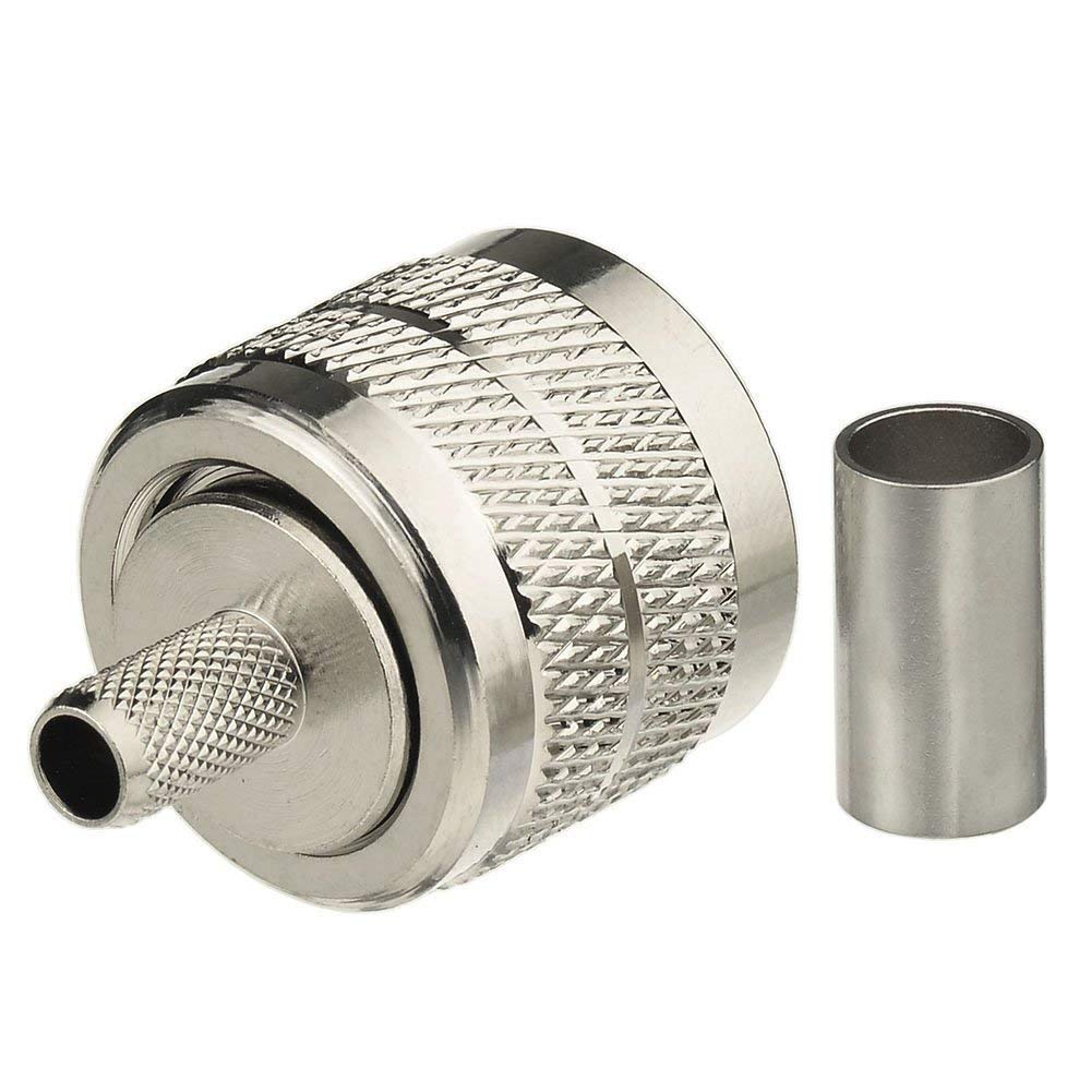 Superbat Conector UHF RG58 PL259 Macho + SO239 Hembra Crimpado y Soldadura 50 Ohm para Radio CB Antena UHF/VHF Radioaficionados Medidor SWR Cable RG58 RG142 RG400 LMR-195 RG303 RG141 (10 Piezas)