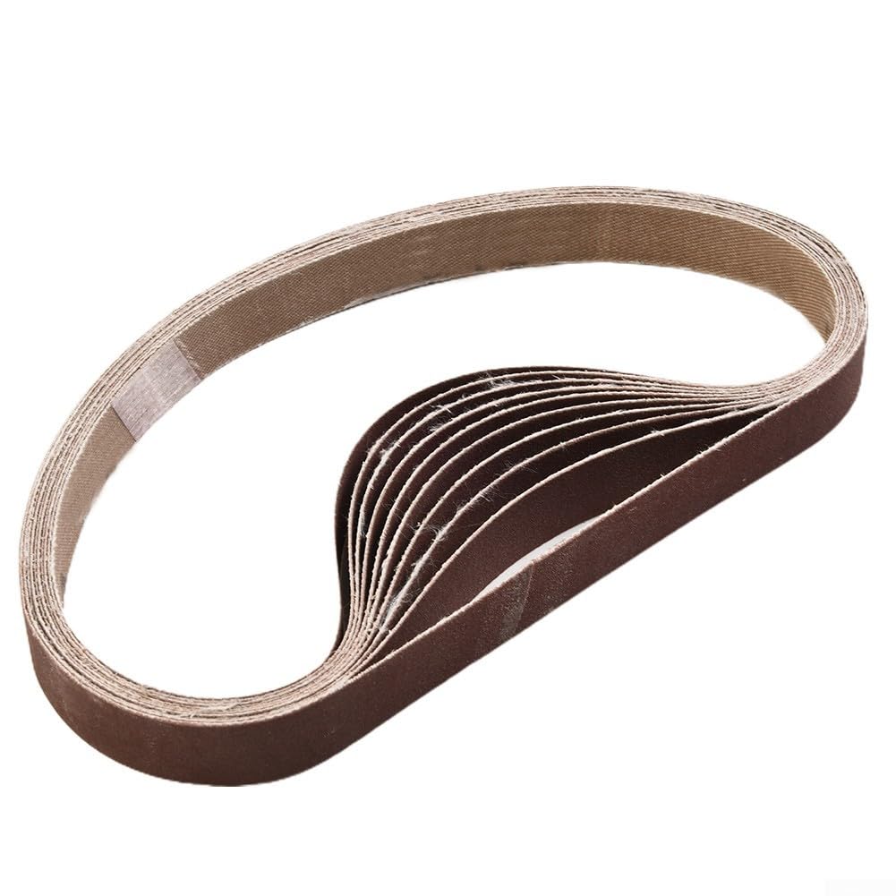 Juego de bandas de lija de óxido de aluminio de 15 x 452 mm, grano 60-600, para amoladora duradera para pulido de madera, metal, plástico, vidrio y piedra (600)