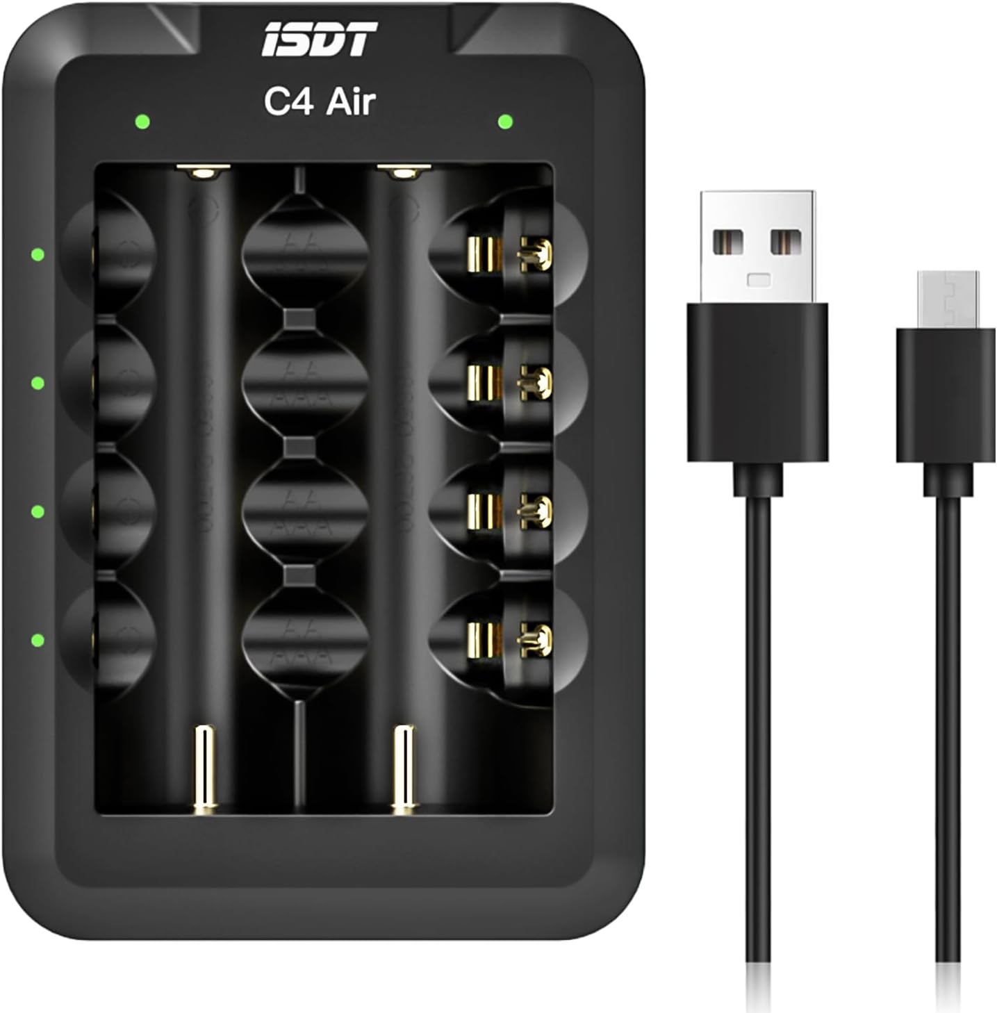 ISDT C4 Air 6-Bay 18650 Battery Smart Charger AA AAA Battery Charger with Type-C QC3.0 Output 4A 40W for AA Lilon 18650 Rechargeable Battery Charger, Fire Preventionn Material
