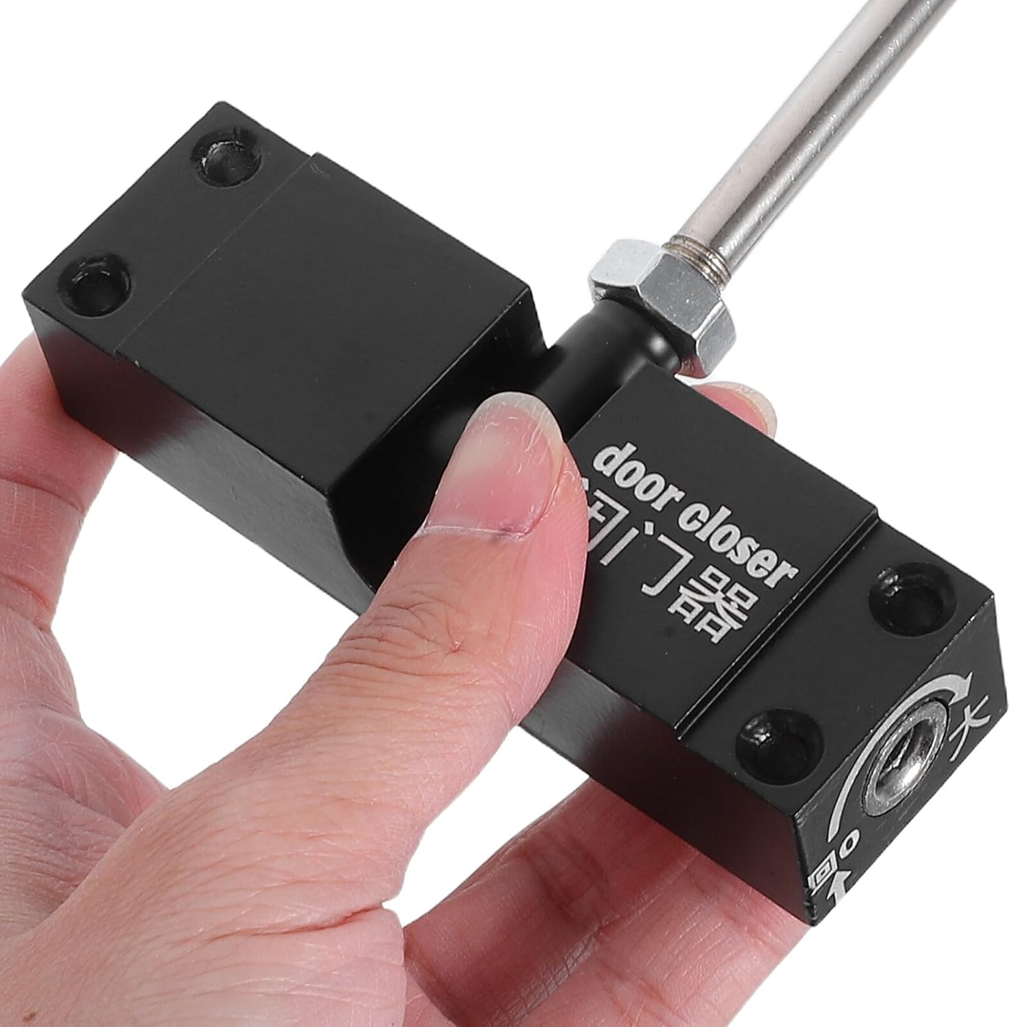 Adjustable Auto Door Closer, Dual Spring Sliding Wheel Mechanism