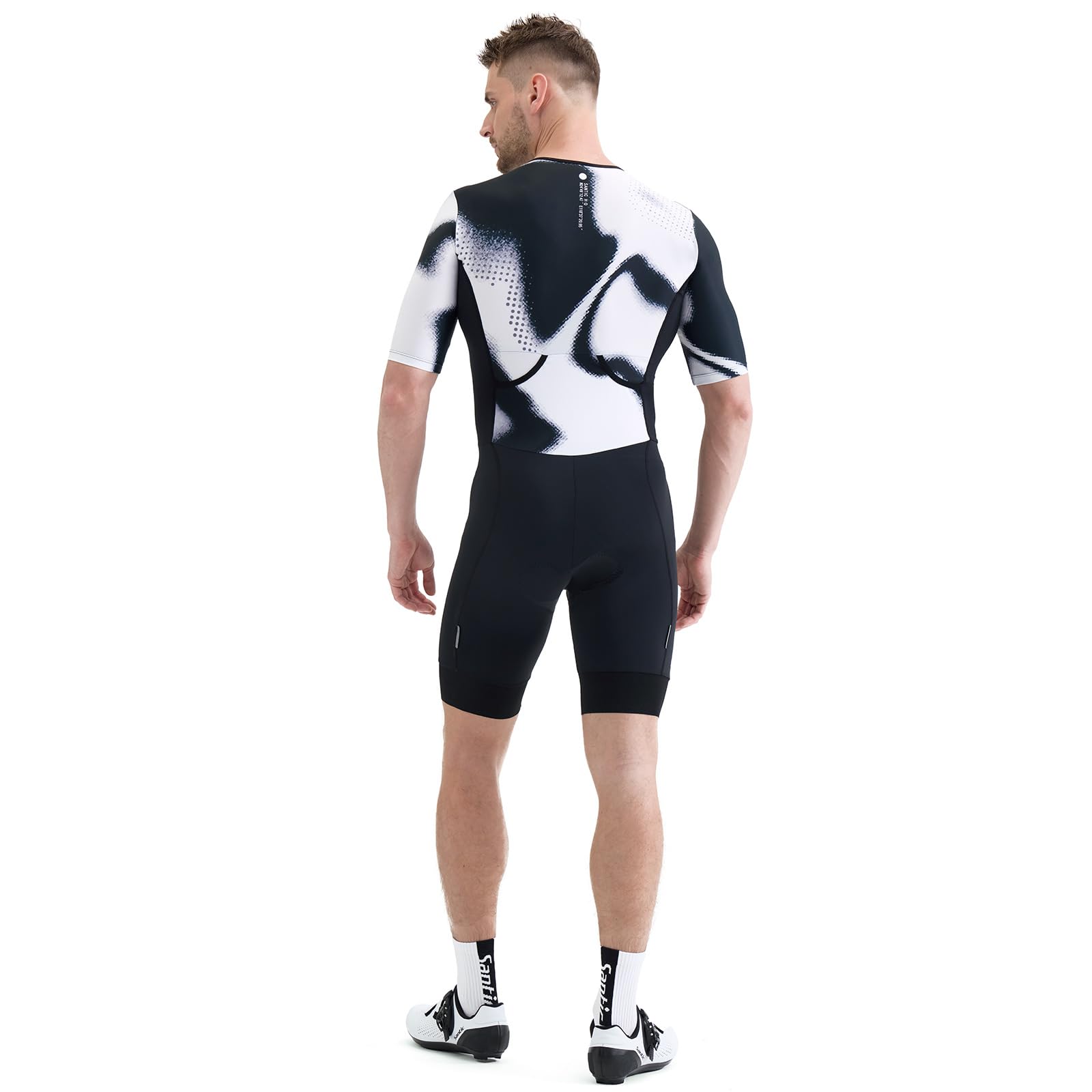 Santic Herren Triathlonanzug Gepolstert Einteiler Kuzarm Pro Fahrrad Skinsuit Rennsport Trisuit Abnehmen Radsportanzug