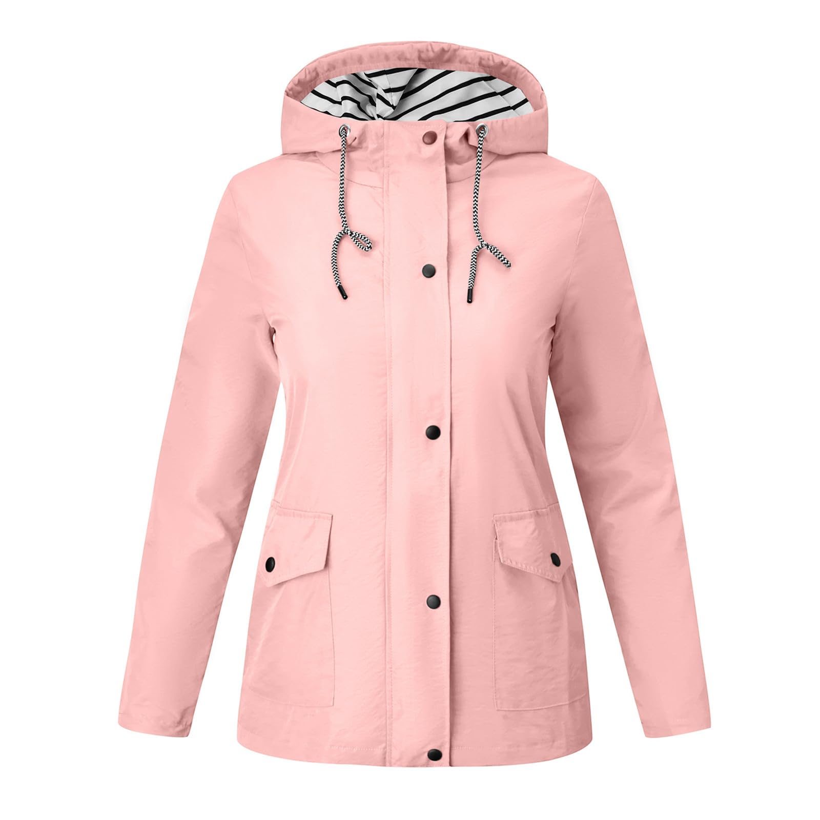 Genérico Chaqueta De Mujer-Chaqueta Impermeable Para Mujer Con Capucha Ligera De Manga Larga Cortavientos Con Cremallera CordóN Y Bolsillos