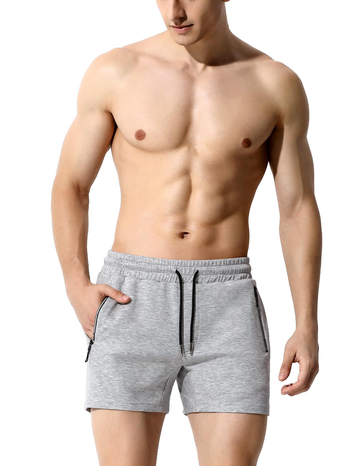 Mauro Kane Short Homme Sport avec Poche Zippée Short en Jogging Décontracté Pantalons Court Men Running Shorts