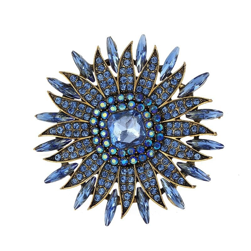 Image of Rhinestone Crystal Sunflower Brooch Pin Elegant Wreath Brooch Clothing Hat Bag Skirt Accessories for Women