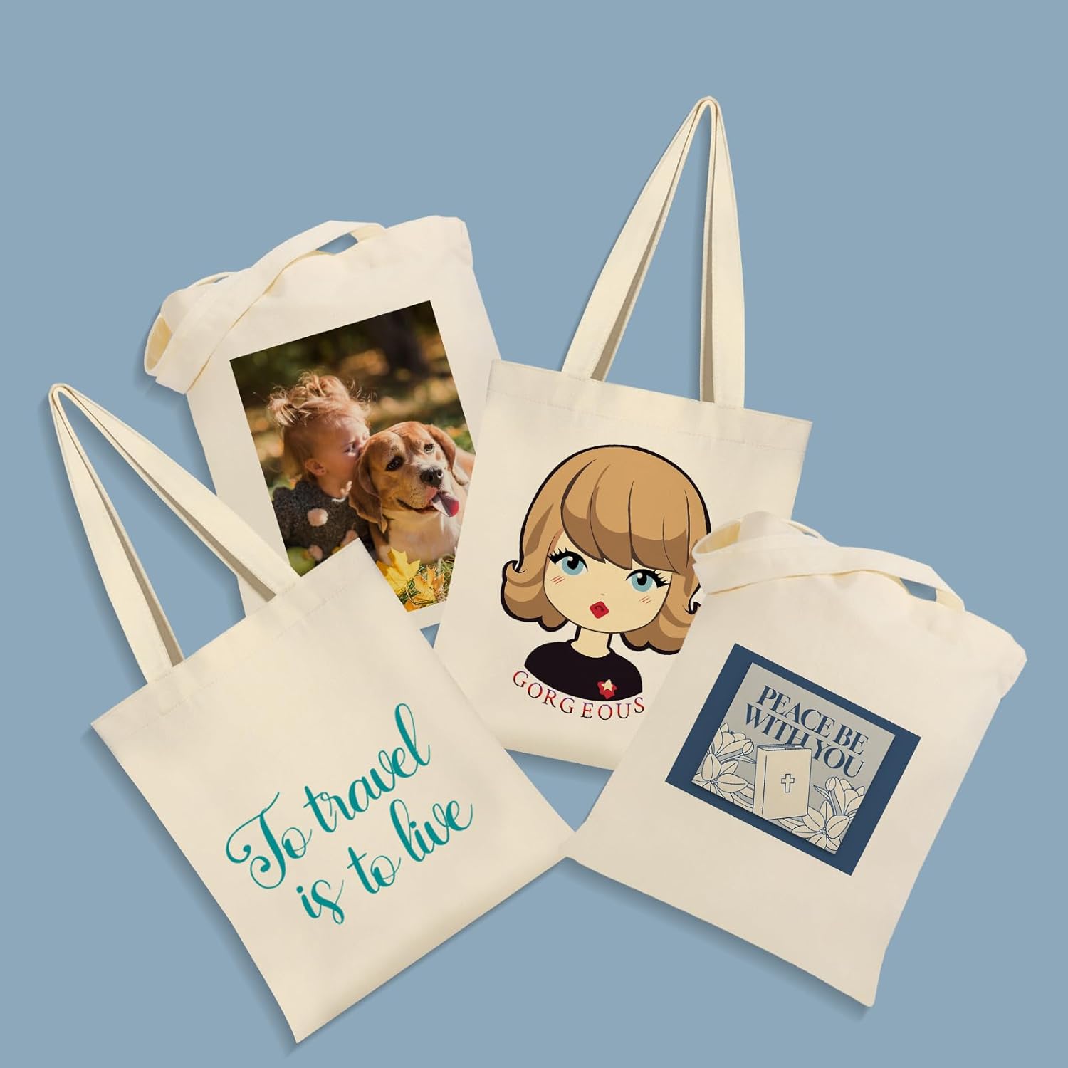 Custom Canvas Tote Bag with Photo Text Personalized Canvas Bag with Picture Gift for Dog Cat Owner Customized Bags - Image 7