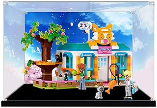 Acrylic Display Case for Lego 41742 Cat Hotel Model,Dustproof Display Case,Dustproof Anti-UV Storage Box - Ideal for Collectors (Background B)