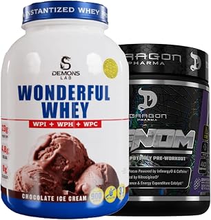KIT/COMBO SUPLEMENTO PRÉ TREINO DRAGON 40 DOSES + WHEY PROTEIN WONDER 900G DEMONS LAB