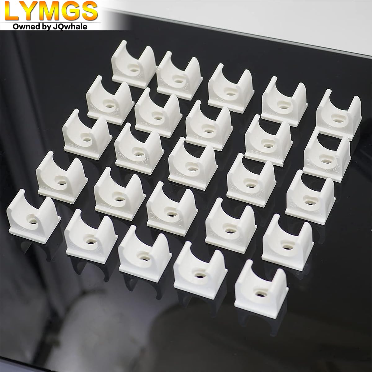 Set De 50 Abrazaderas De Tubo De Plástico - Para Tubos De 16 Mm, Con Tornillos Y Tapones - Color Blanco
