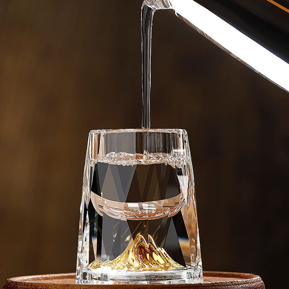 NOBRIM Bicchieri da 15 ml in Lamina d'oro Bicchieri da Birra in Ghiaccio per congelatore Bicchiere da Vino in Doppio Vetro per Bar da casa Bicchieri da liquore in Vetro
