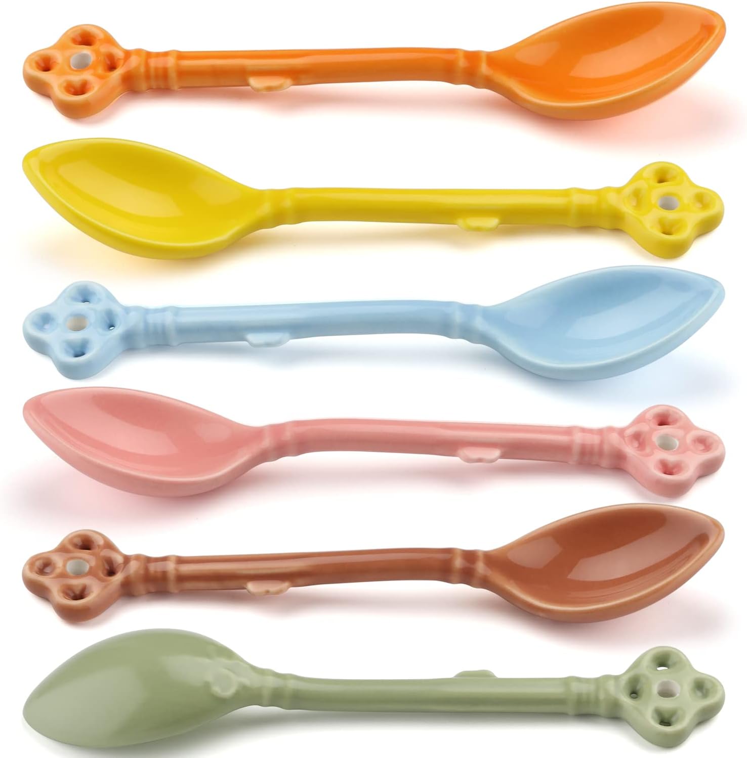 Ceramic Espresso Demitasse Spoons Set of 6 for Coffee, Dessert, Tea, Ice Cream