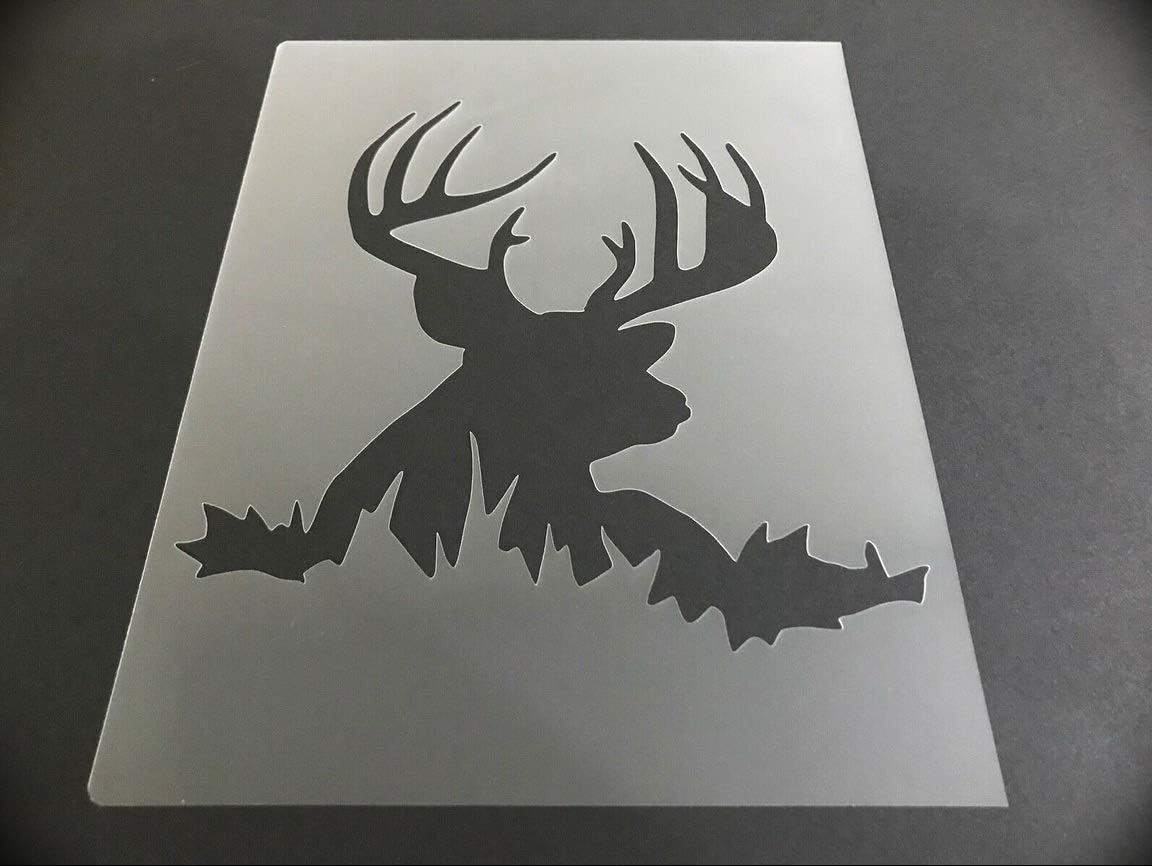 Deer Reusable Sturdy Stencil Hunting, Big Buck, Crafts, Airbrushing 8" x 10.5 Sheet 7 mm Thick Flexible Durable Plastic Arts and Crafts Material Scrapbooking for Airbrush Painting Drawing
