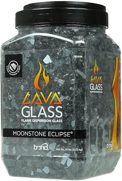 Bond Manufacturing 50698 Gas Fire Pits Golden Flame, Lava Glass, Moonstone Ellipse
