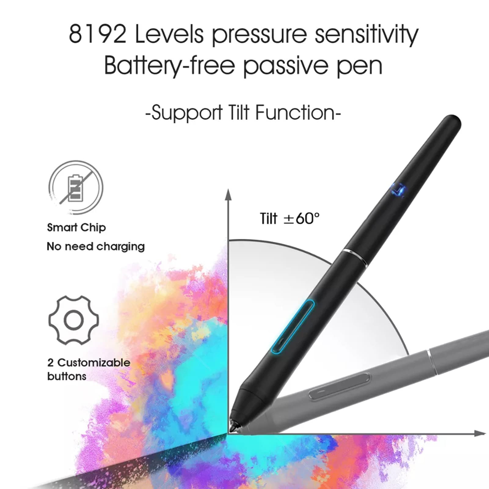 Irfora PN1060 Tableta gráfica de Dibujo 10 x 6 Pulgadas Área Activa 8192 Niveles Función de inclinación de presión Tablero de Dibujo de aniión de Arte con lápiz óptico sin batería 28 Puntas de