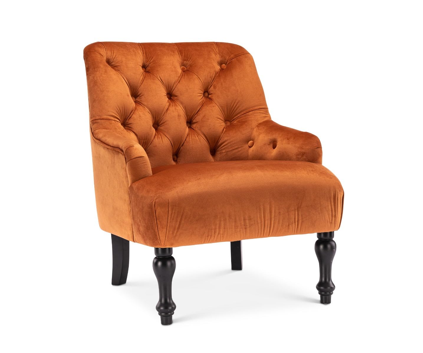 Stunning Chairs Antique Retro Chesterfield Buttoned Orange Velvet Occasional Accent Chair – Luxurious Tufted Armchair for Small Spaces, Living Room Bedroom Office