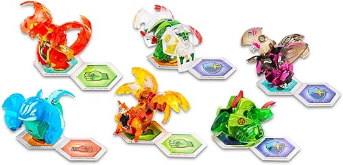 Miniatura 2 de Bakugan Figuras de acción 6 unidades  Paquete con 6 figuras de coleccionista Bakugan más tatuajes temporales para niños  Suministros de fiesta
