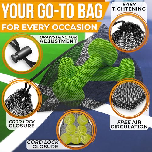 Mesh Backpack Drawstring Black 5Pcs 11,8x7,48'' – Strong, Lightweight, Breathable Mesh Bag with Lock, Quick-Dry and Tear-Resistant – Easy to Tighten and Adjust for Travel, Swimming & Ball Storage4