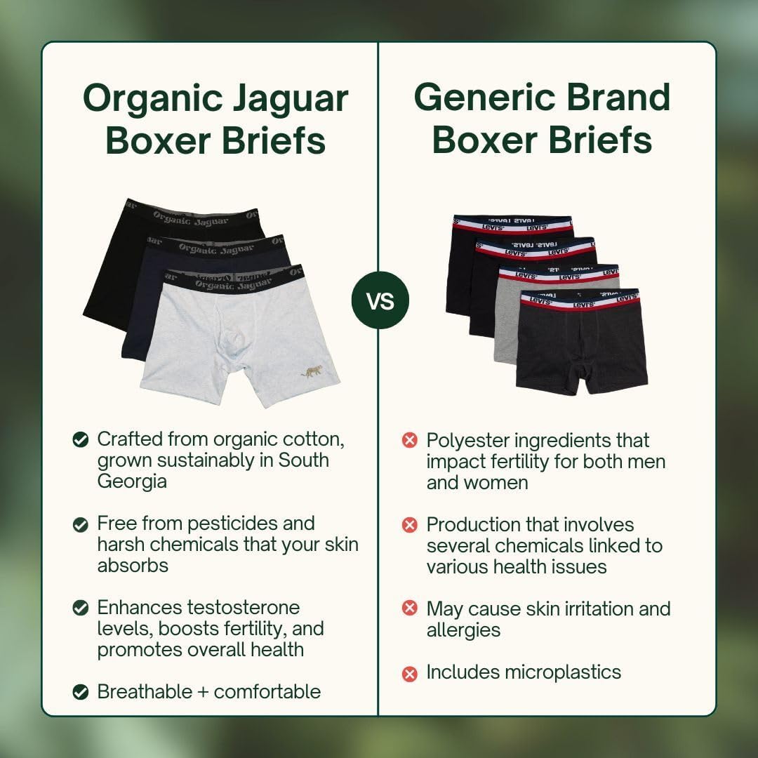 Organic Jaguar Briefs for Men, 3 Pack, 100% Cotton, Sustainable, Soft, Lightweight, Breathable - Image 5