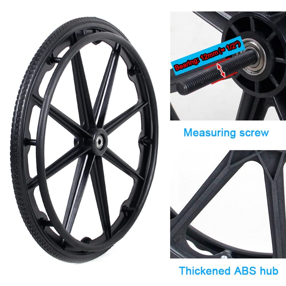Juego de 2, 18x1,75, Piezas de Ruedas de Repuesto para Silla de Ruedas de 18 Pulgadas, Piezas de Ruedas de Repuesto Traseras para Silla de Ruedas, Neumático Sólido Resistente Al Desgaste