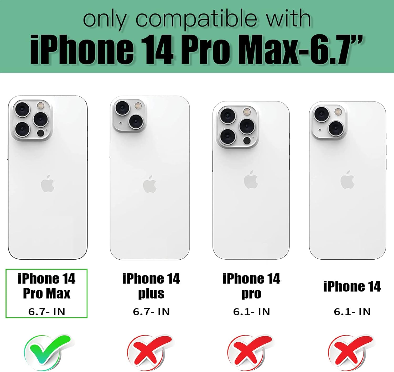 TOOVREN Wallet Case for iPhone 14 Pro Max with Card Holder Lanyard Phone Cover fits iPhone 14 Pro Max Case with Wallet Strap Stand Leather Kickstand for Women & Men 6.7 Inch Green - Image 2